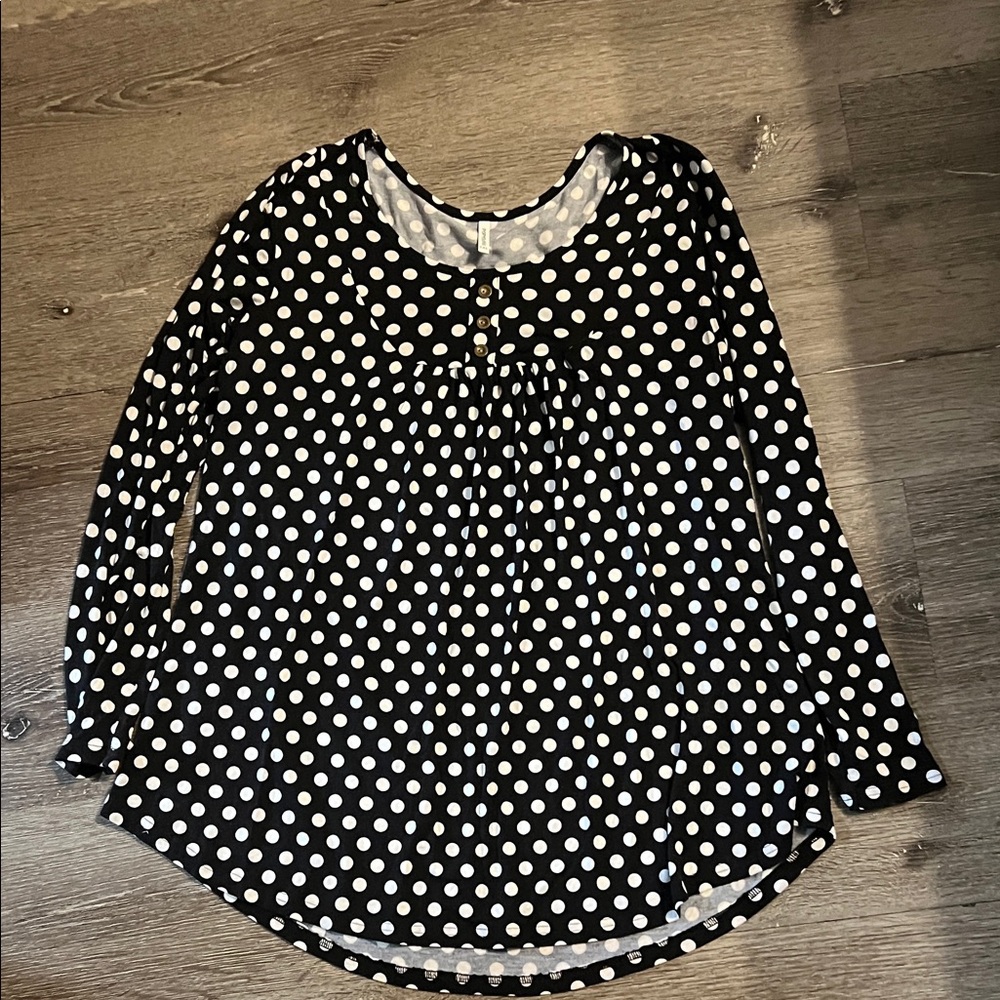 Popana Black and White Polka Dot Blouse